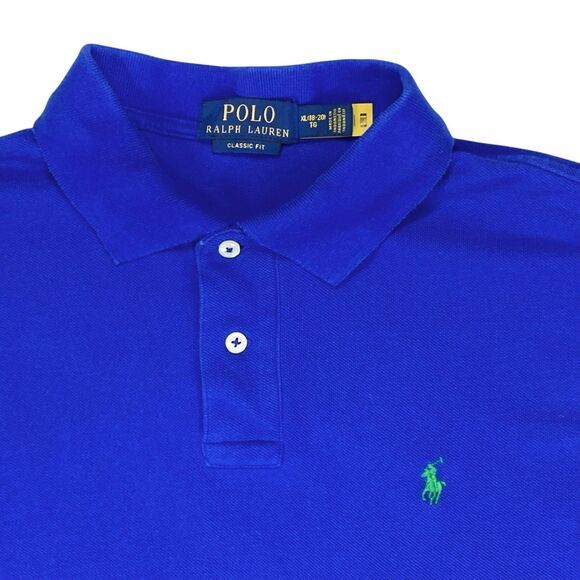 Polo Ralph Lauren Shirt Boys XL Blue Classic Fit Polo Green Pony Golf Core Comfy - Picture 4 of 11